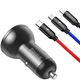 Автомобильное зарядное устройство 2 USB 4,8 А 24 Вт с кабелем 1,2 м USB Type C / Micro USB / Lightning Baseus Dual USB (TZCCBX-0G) черный - изображение 2