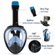 Маска для плавання Seagard Easy Breath II L/XL Чорно-синя панорамна з кріпленням для камери - зображення 3