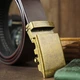 Ремень мужской с латунной пряжкой автомат Vintage 20264 Коричневый - изображение 5