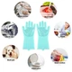 Силиконовые перчатки для уборки и мытья посуды Magic Silicone Gloves Бирюзовые HMD 91-8722182 - изображение 5