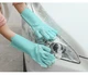 Перчатки с губкой-щеткой для уборки и мытья посуды Kitchen Gloves 5511 Бирюзовый - изображение 2