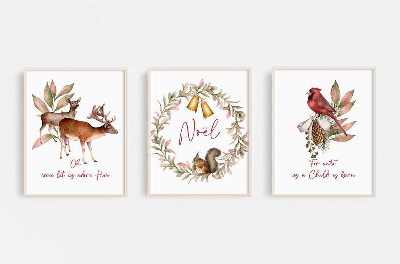 

Набор новогодних постеров Christmas watercolor формат А3 NEHILO