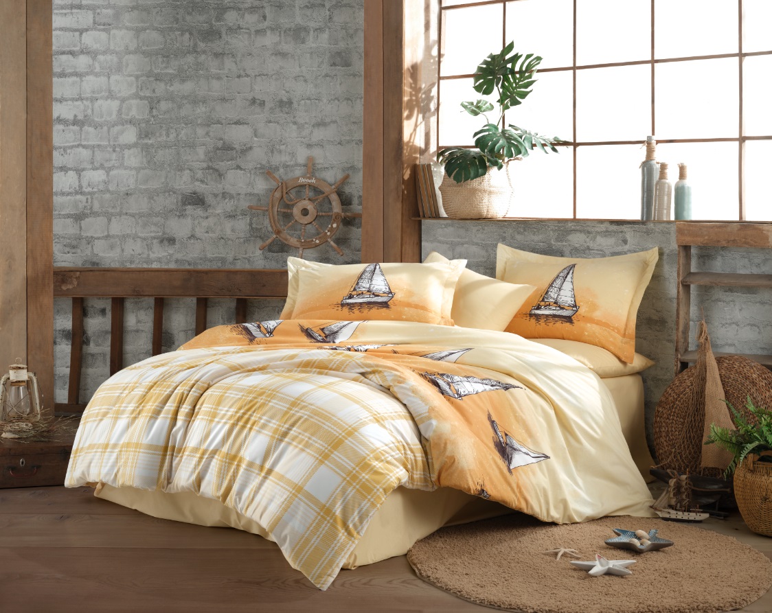 

Комплект постельного белья Hobby Poplin Maritim 160x220 Желтый