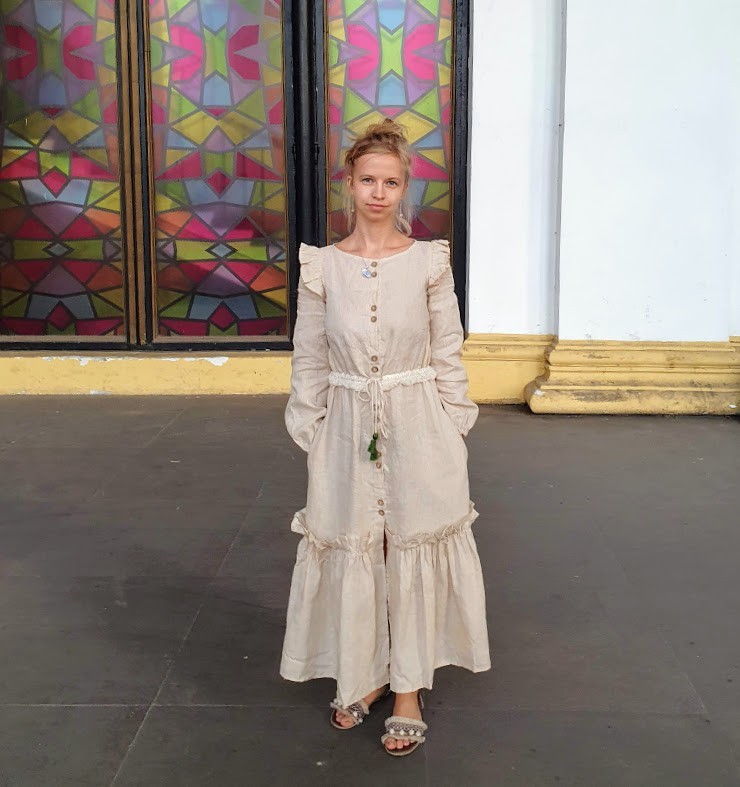 

Лляна сукня жіноча HohoBoho XS Беж