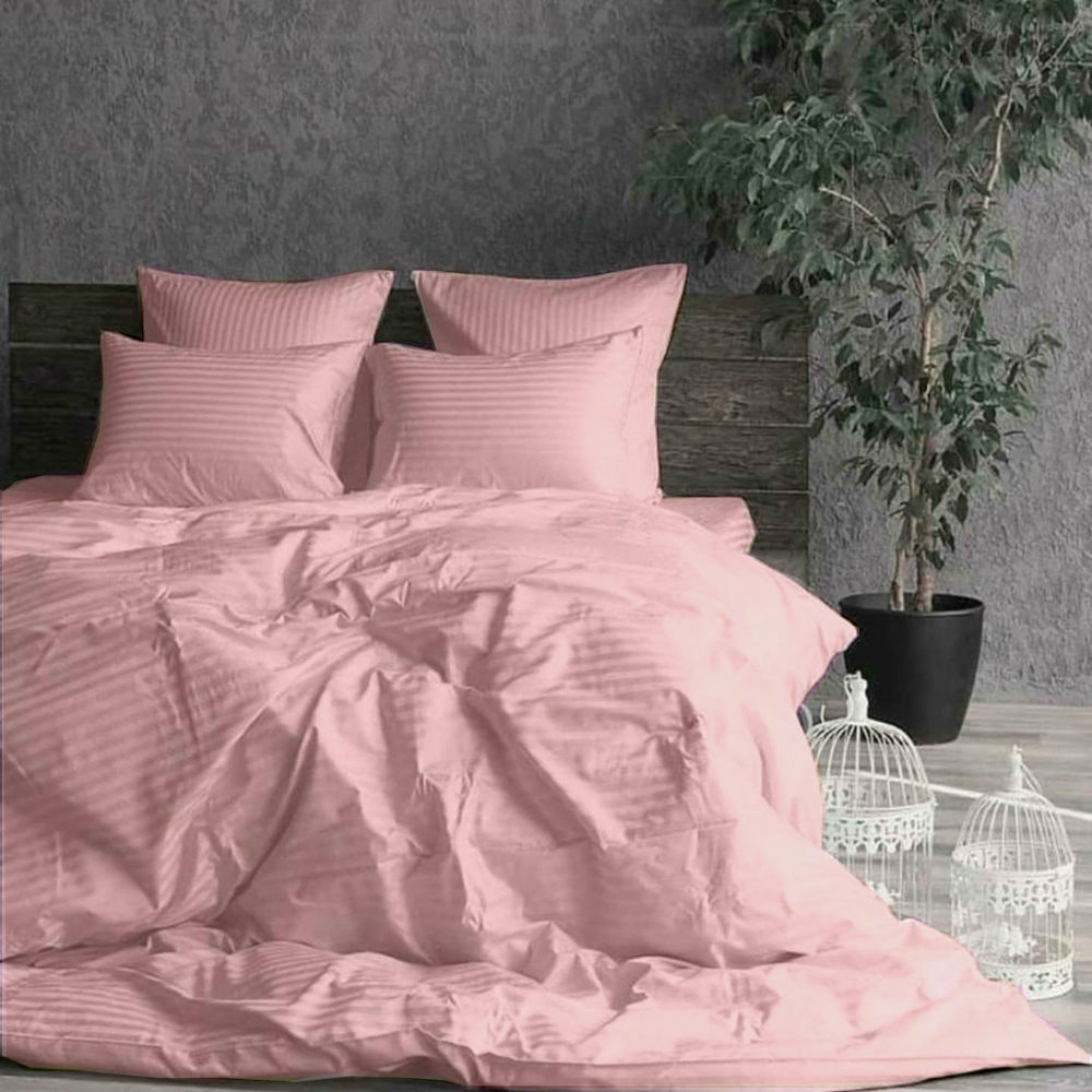 

Комплект постельного белья Komfort-tekstil Сатин Stripe LIGHT PINK 1/1см (Полуторный на резинке)