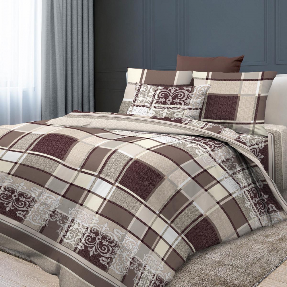 

Комплект постельного белья Komfort-tekstil Лестер, бязь PREMIUM (Евро на резинке)