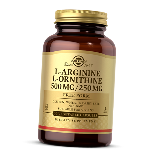 

Аргинин и Орнитин, L-Arginine/L-Ornithine , Solgar 50вегкапс (27313017)