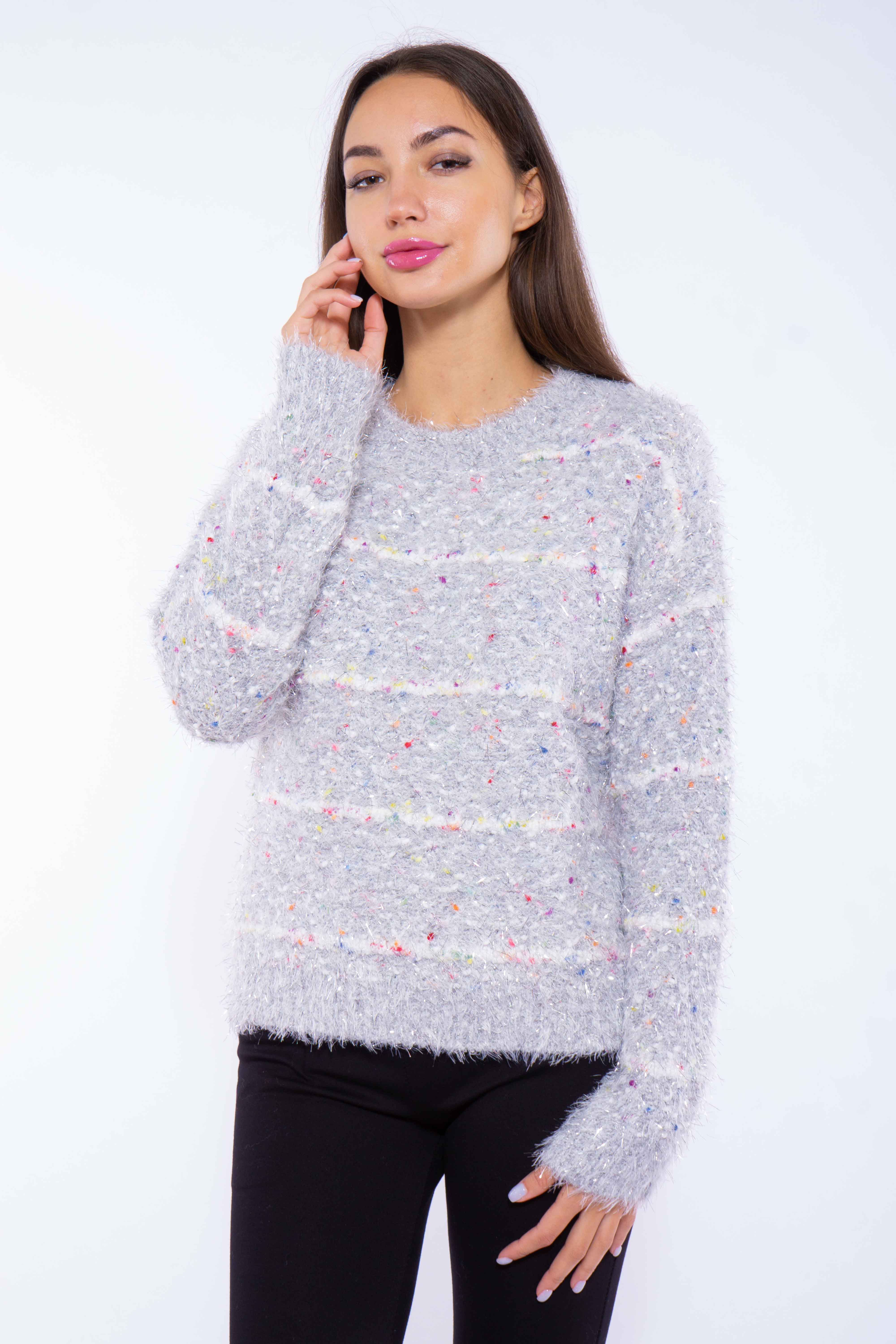 

Свитер oversize Time of Style 120PFA395187 M-L Светло-серый меланж
