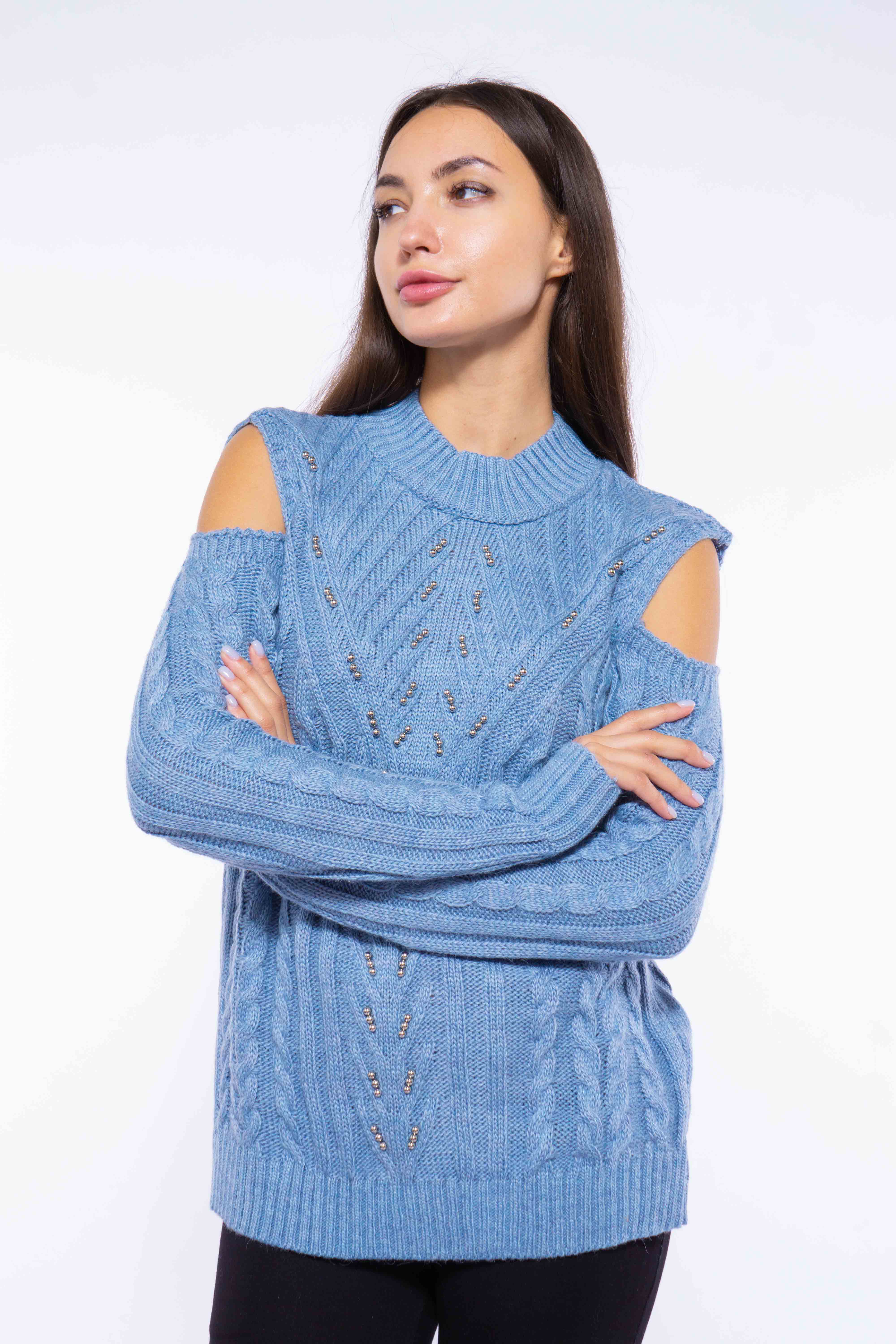 

Свитер женский с открытыми плечами Time of Style 120PVA1025 L-XL Голубой