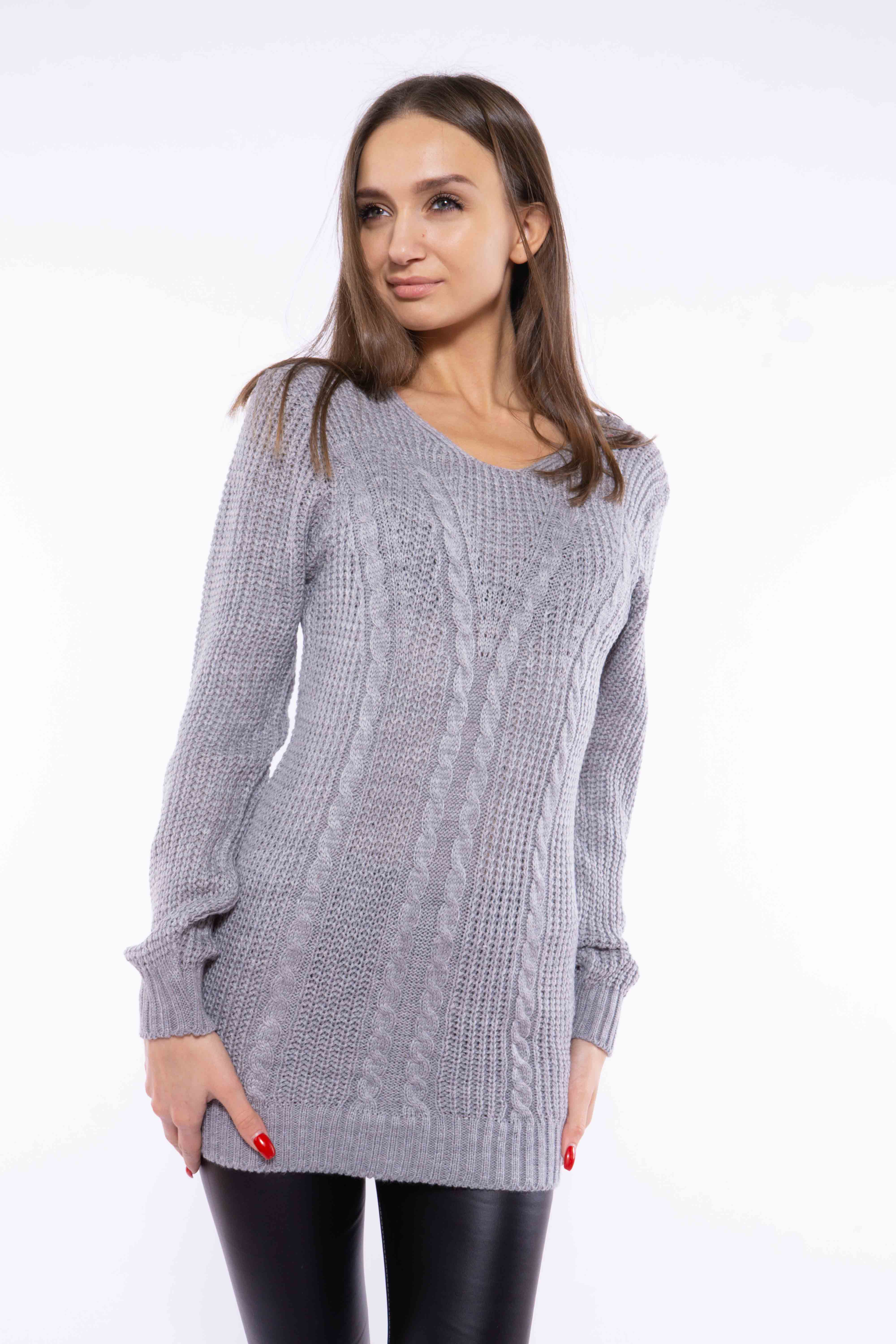 

Свитер удлиненный Time of Style 610F001 - Серый, Свитер удлиненный Time of Style 610F001 S-M Серый