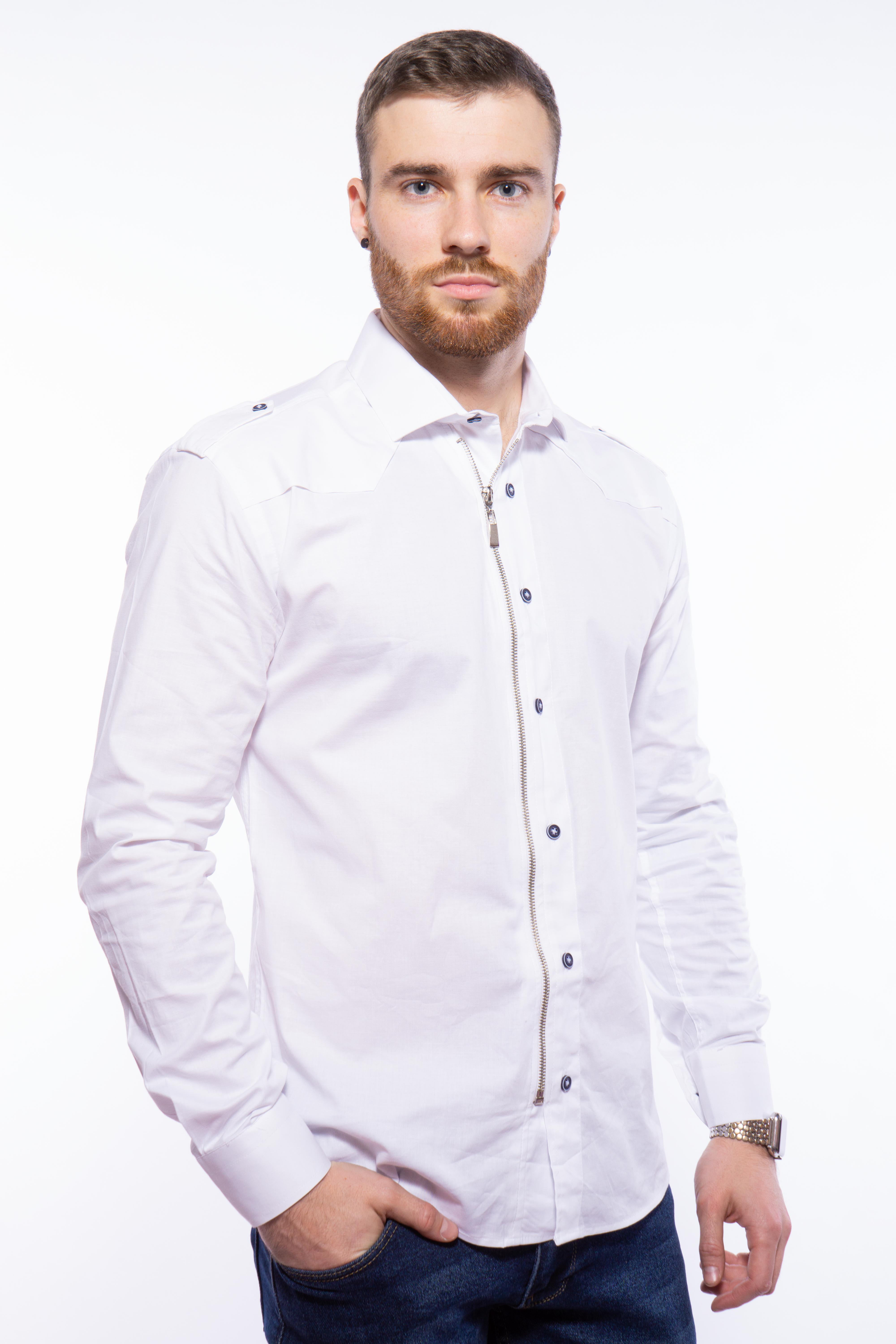 

Рубашка мужская на молнии Time of Style 204P3140 XXXL Белый