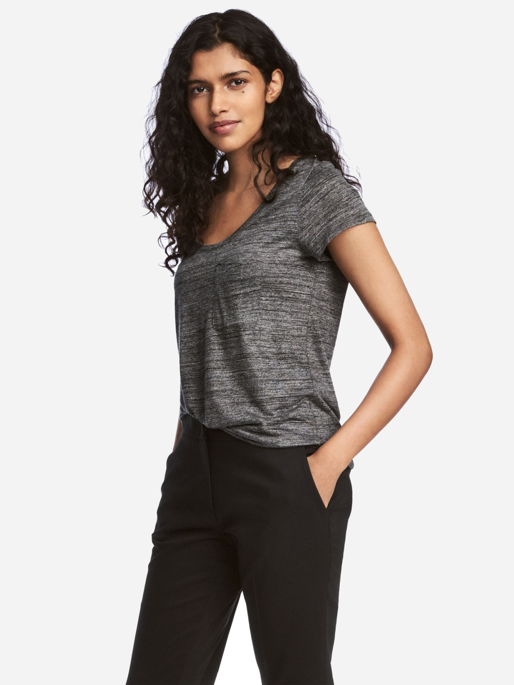 

Футболка H&M 548613612 M Темно-серый меланж