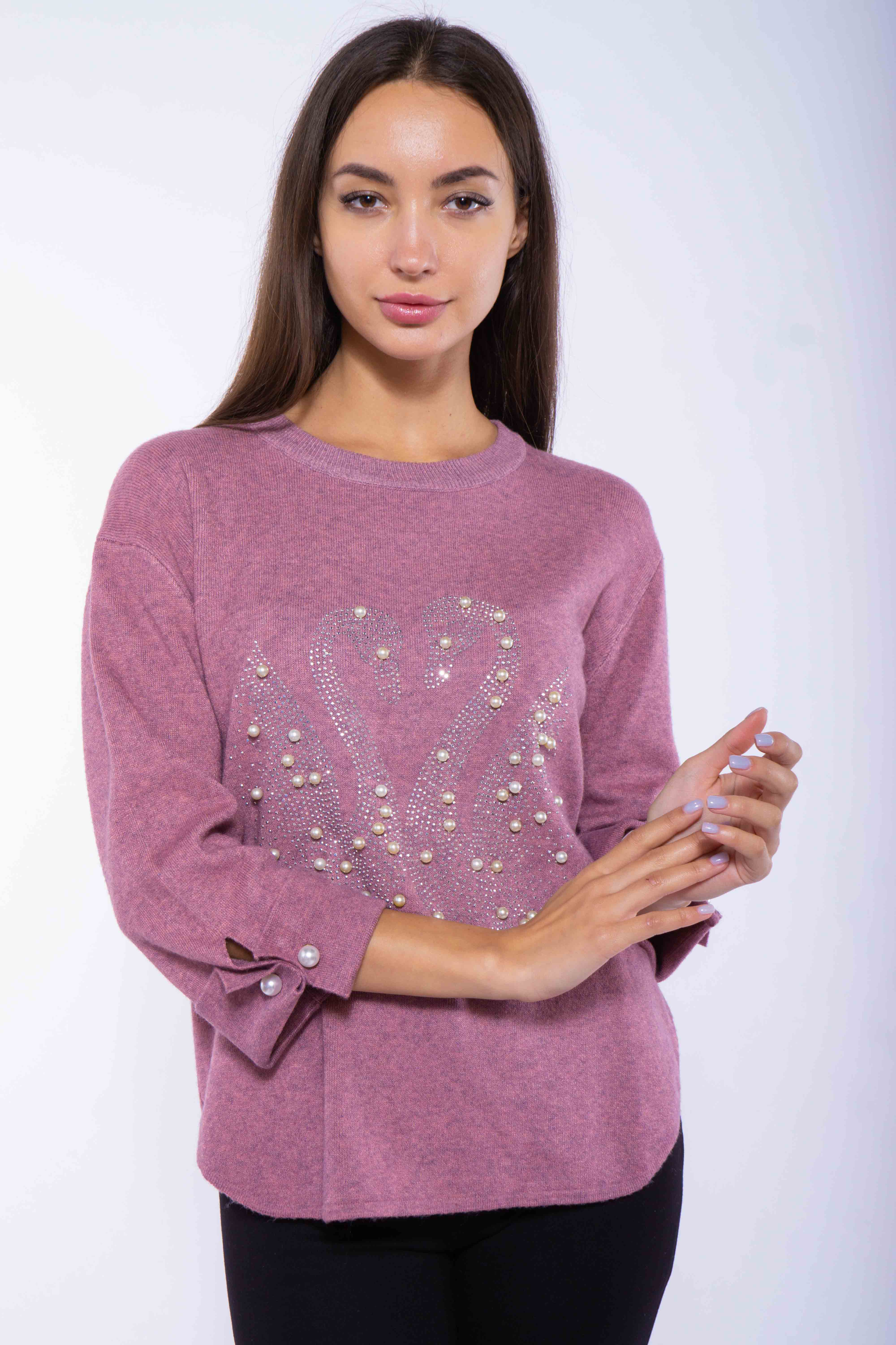 

Свитер женский Time of Style 120PFA7228 M-L Темно-розовый/меланж