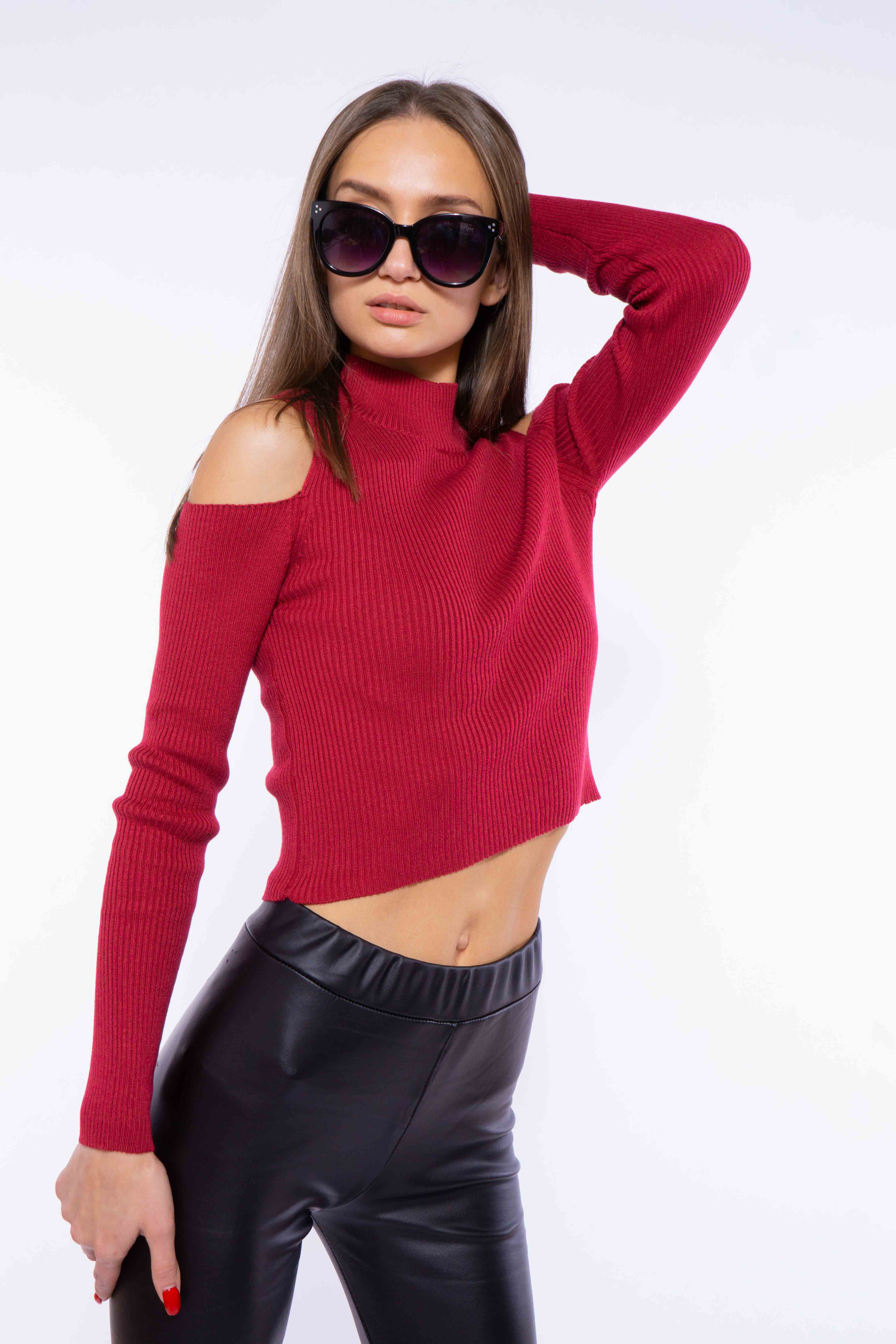

Гольф женский с открытыми плечами Time of Style 605F003 XS- Бордовый, Гольф женский с открытыми плечами Time of Style 605F003 XS-S Бордовый