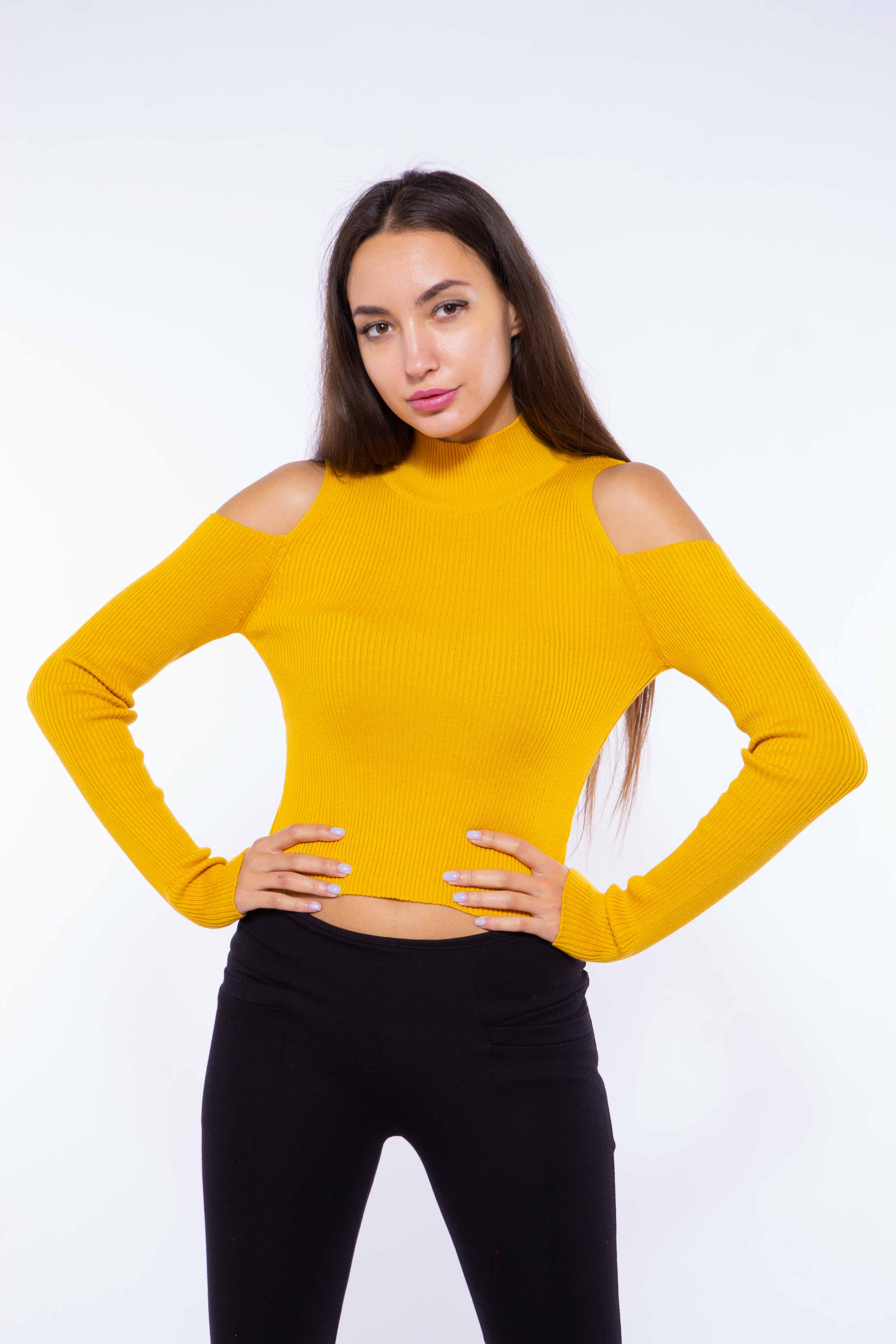 

Гольф женский с открытыми плечами Time of Style 605F003 XS-S Желтый