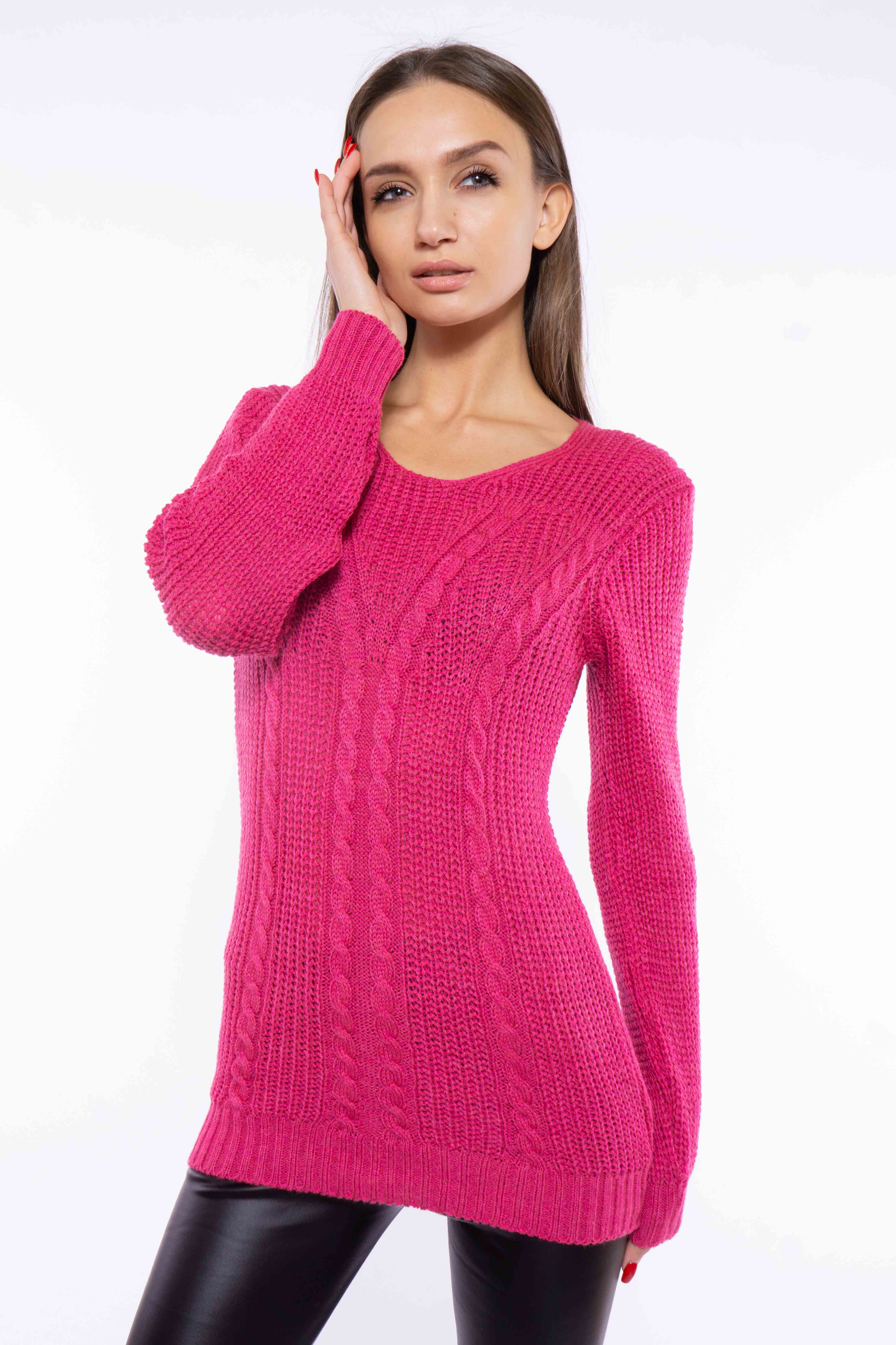 

Свитер удлиненный Time of Style 610F001 S-M Темно-розовый