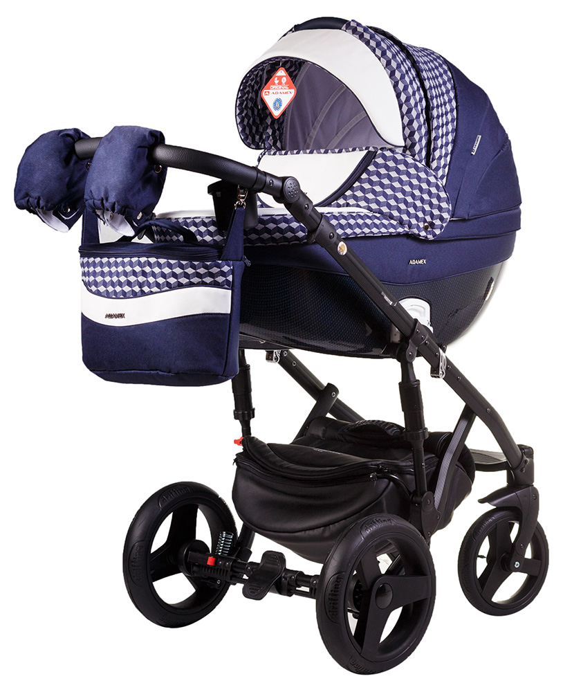 Коляска 2 в 1 Adamex Monte Deluxe Carbon D61 т.синий-т.синий/серый ромб ...