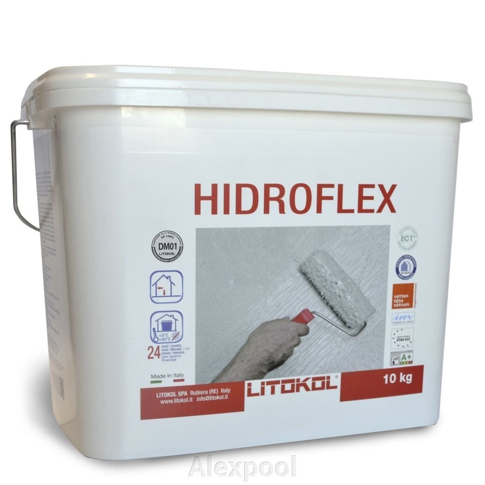 

Гидроизоляция готовая однокомпонентная Litokol Hidroflex (гидрофлекс) 10 кг, (внутр)