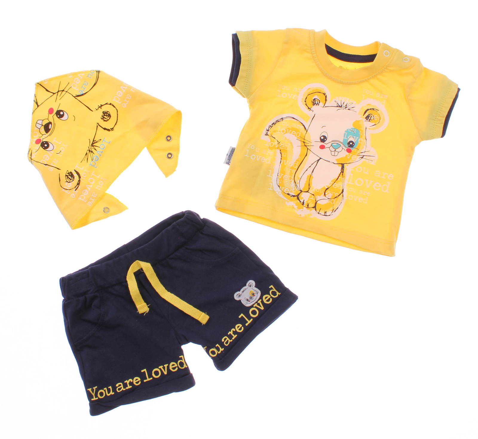 

Футболка + Шорты + Слюнявчик MiniWorld Желтый 68 см 14610