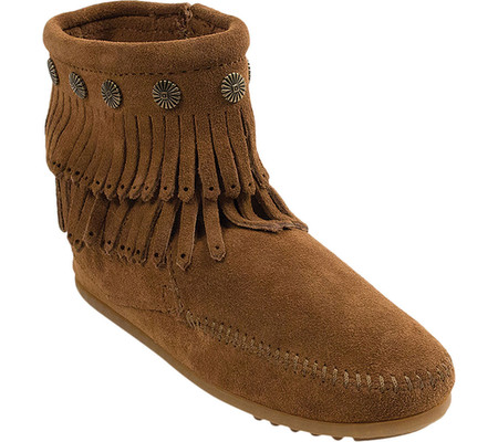 

Женские ботинки Minnetonka Double Fringe Side Zip Boot Dusty Brown Suede 38