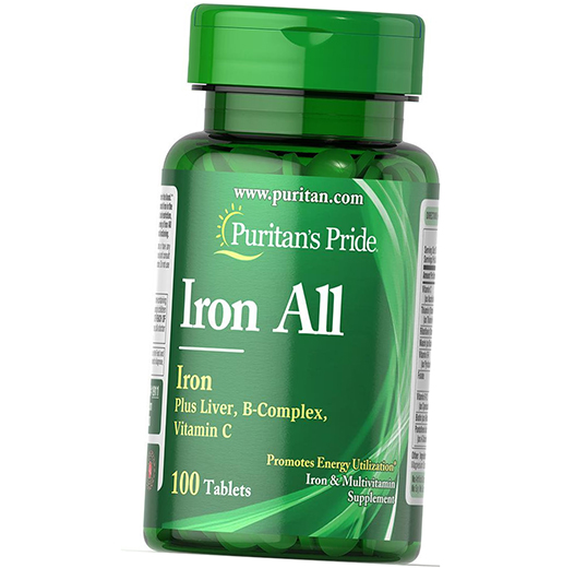 

Мультивитамины с железом, Iron All, Puritan's Pride 100таб (36367161)