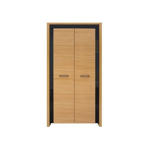 

Шкаф распашной SZF2D двухдверный из ДСП Arosa BRW (Black Red White) Польша Дуб натуральный + черный глянец