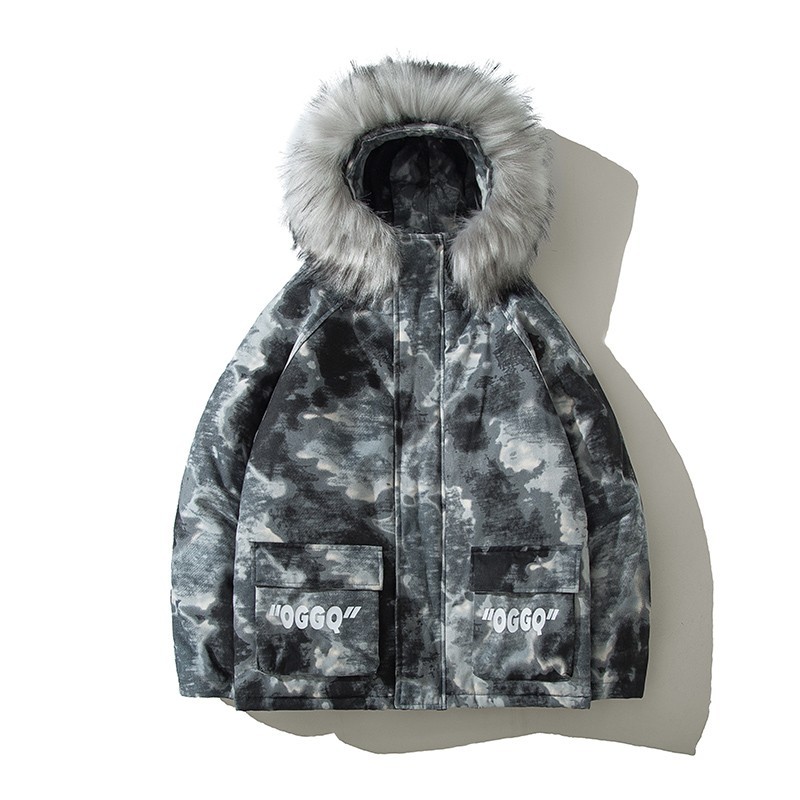 

Мужская куртка с мехом на капюшоне Camouflage mtky0224i XXXXL черно-белый