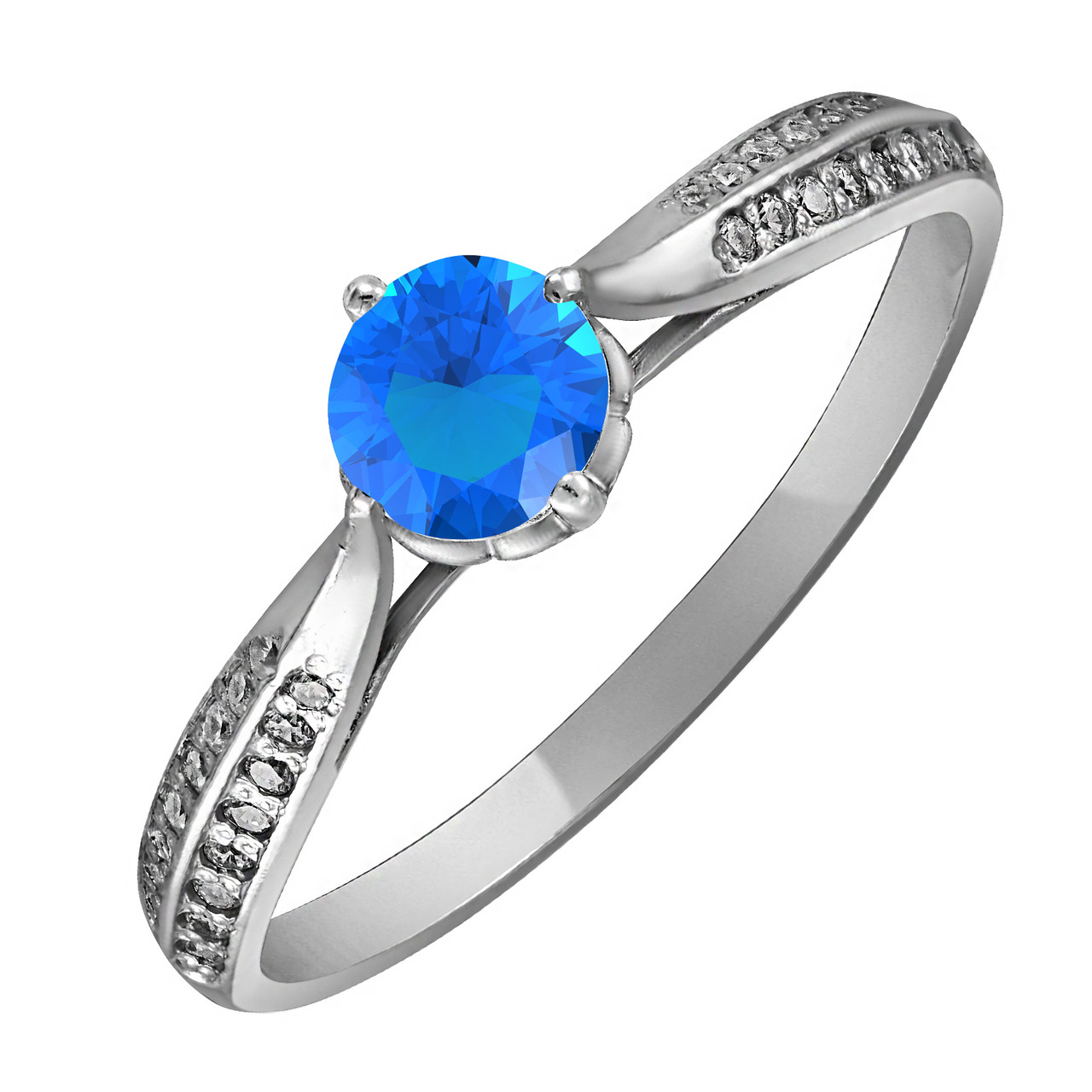 

Кольцо из серебра с голубым кубическим цирконием Twiddle Jewelry, 19.5 размер 1.4 г (К007г-19.5)