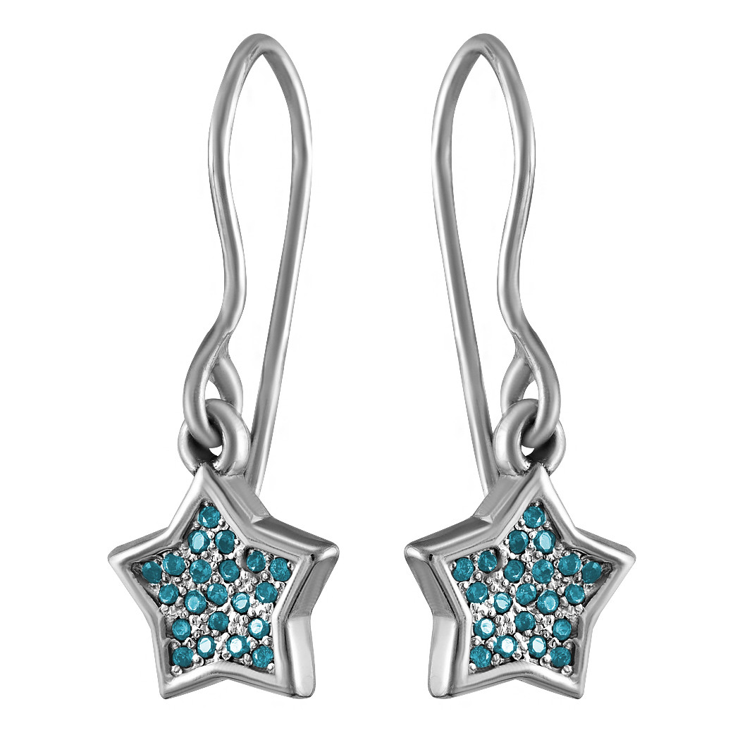 

Детские серьги из серебра с куб. циркониями Twiddle Jewelry Синие 2.58 г (С054с)