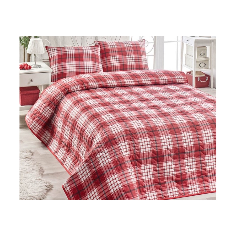 

Покрывало стеганное с наволочкой Eponj Home - Burberry kirmizi красный 160*220