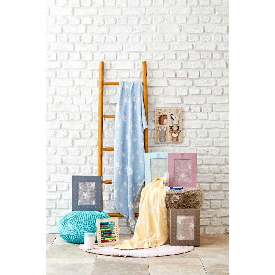

Детское покрывало пике Karaca Home - Baby star mavi синий 80*120