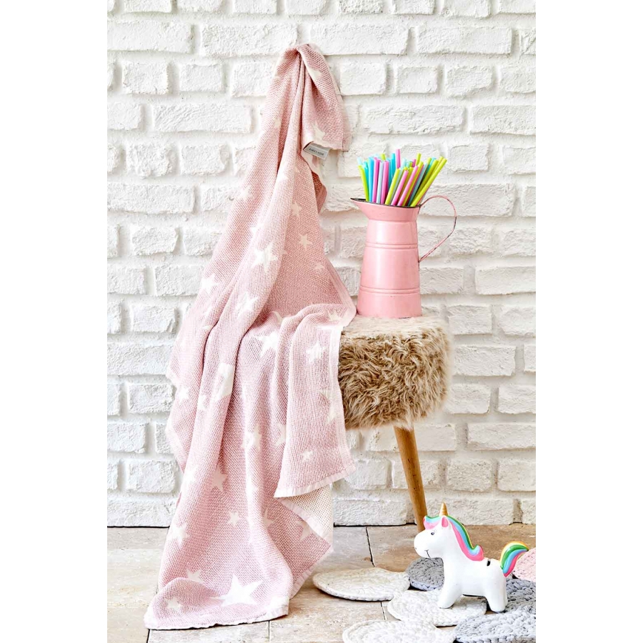 

Детское покрывало пике Karaca Home - Baby star pembe розовый 80*120