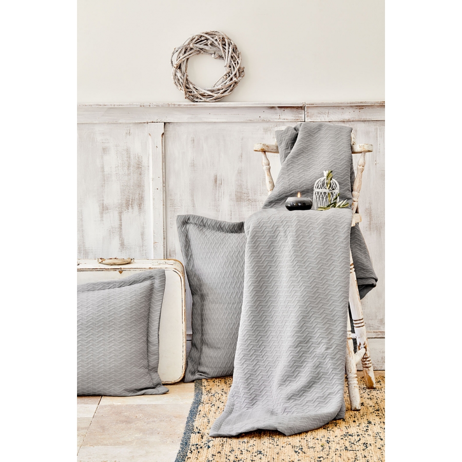 

Покрывало с наволочками Karaca Home - Charm bold gri серый 250*240 евро