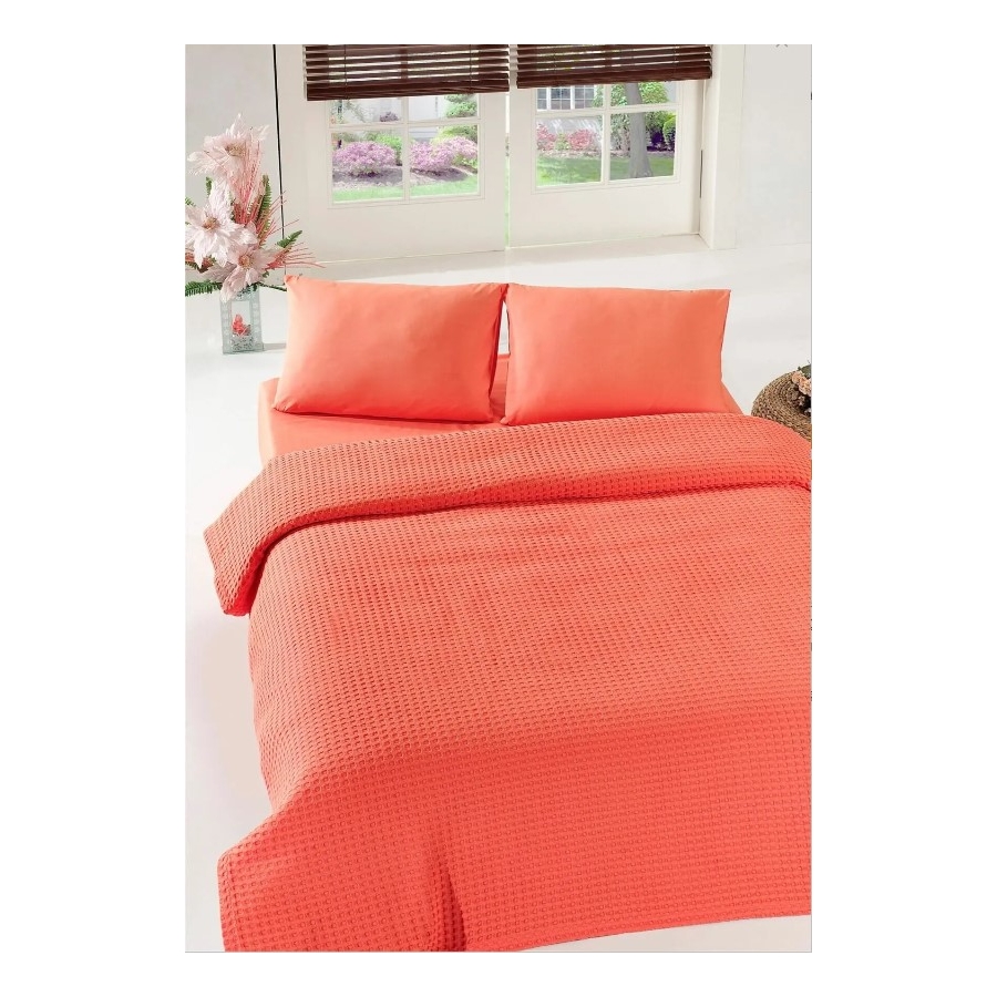 

Покрывало пике Eponj Home - Burumcuk coral вафельное 200*235