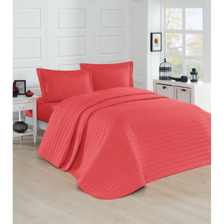

Покрывало стеганное Eponj Home - Monart coral коралловый 220*240