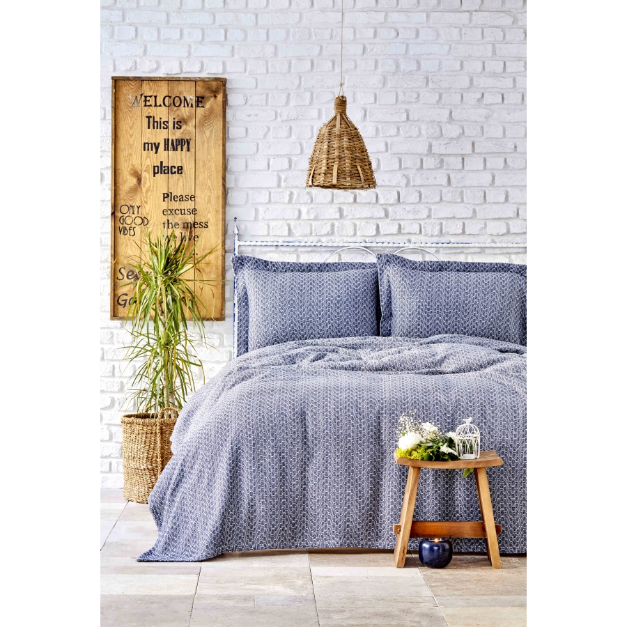 

Покрывало с наволочками Karaca Home - Stella indigo индиго 230*240 евро