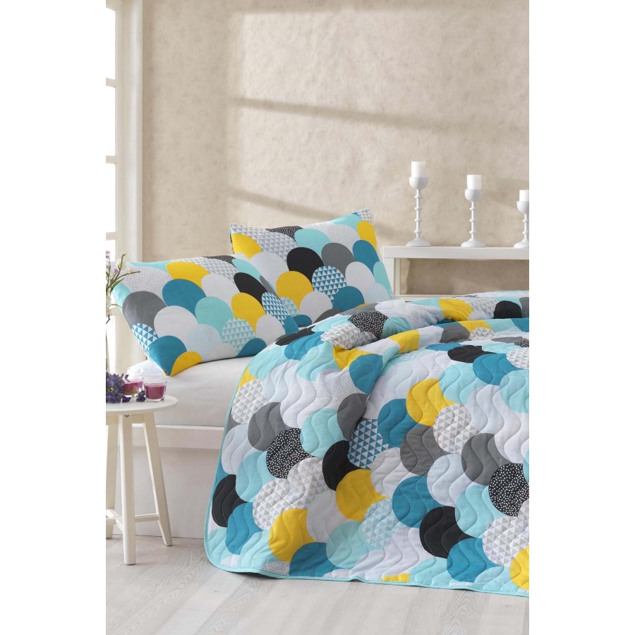 

Покрывало стеганное с наволочкой Eponj Home - Damla mint ментоловый 160*220