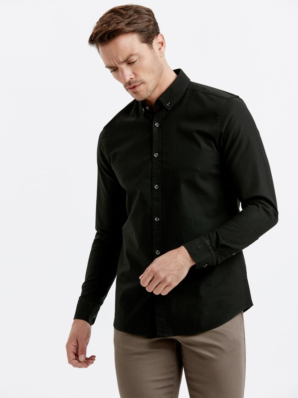 

Мужская рубашка LC Waikiki с пуговицами на воротнике XXL Черная (LCWShirt -1537-4)