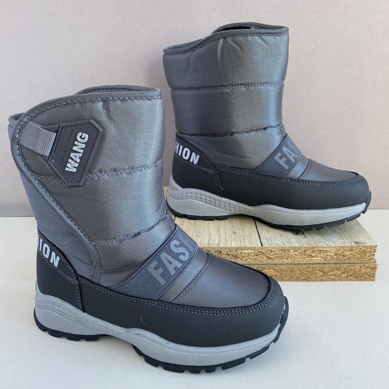 

Детские дутики LILIN р. 32 стелька 20 см зимние для мальчика на липучке LR-1954-9 серые