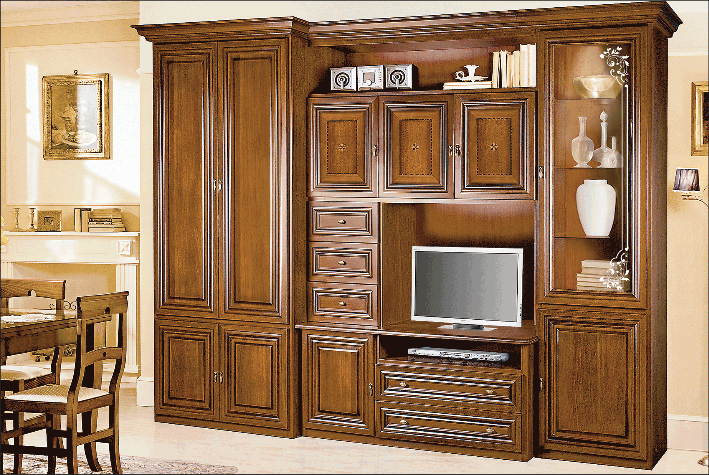 

Гостиная стенка комплект из ДСП и МДФ Капри Шкаф Скай