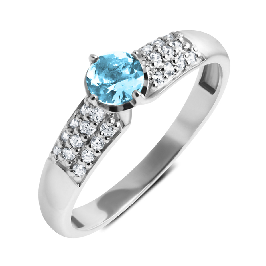 

Серебряное кольцо с голубым и белыми фианитами 000134170 18 размера
