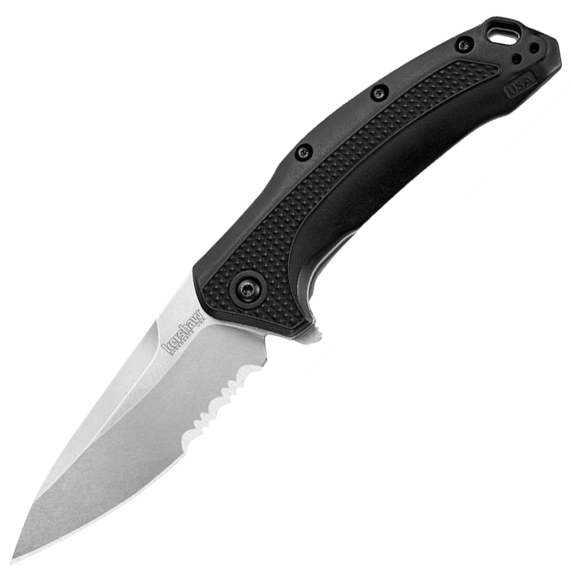 

Нож складной Kershaw Link полусеррейтор (длина: 193, лезвие: 84мм), черный