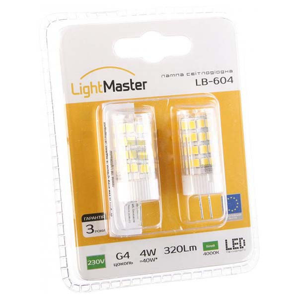 

Лампа светодиодная LightMaster LB-604 12 В 4 Вт G4 4000 K прозрачная