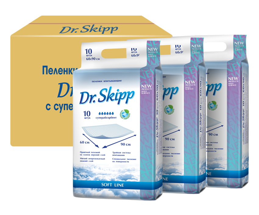 Акція на Упаковка пеленок гигиенических Dr.Skipp SAP 60х90 см 3 пачки по 10 шт (2000107337076) від Rozetka UA