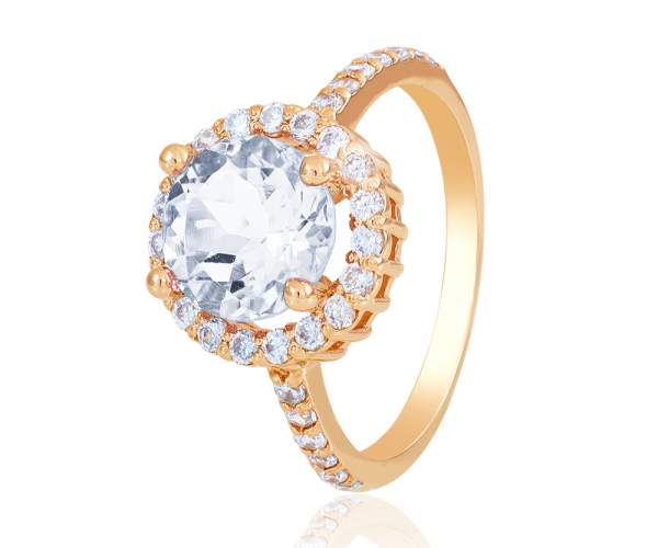 

Золотое кольцо с камнями SWAROVSKI Zirconia "Ева", КД4039SW, 16.5 размер