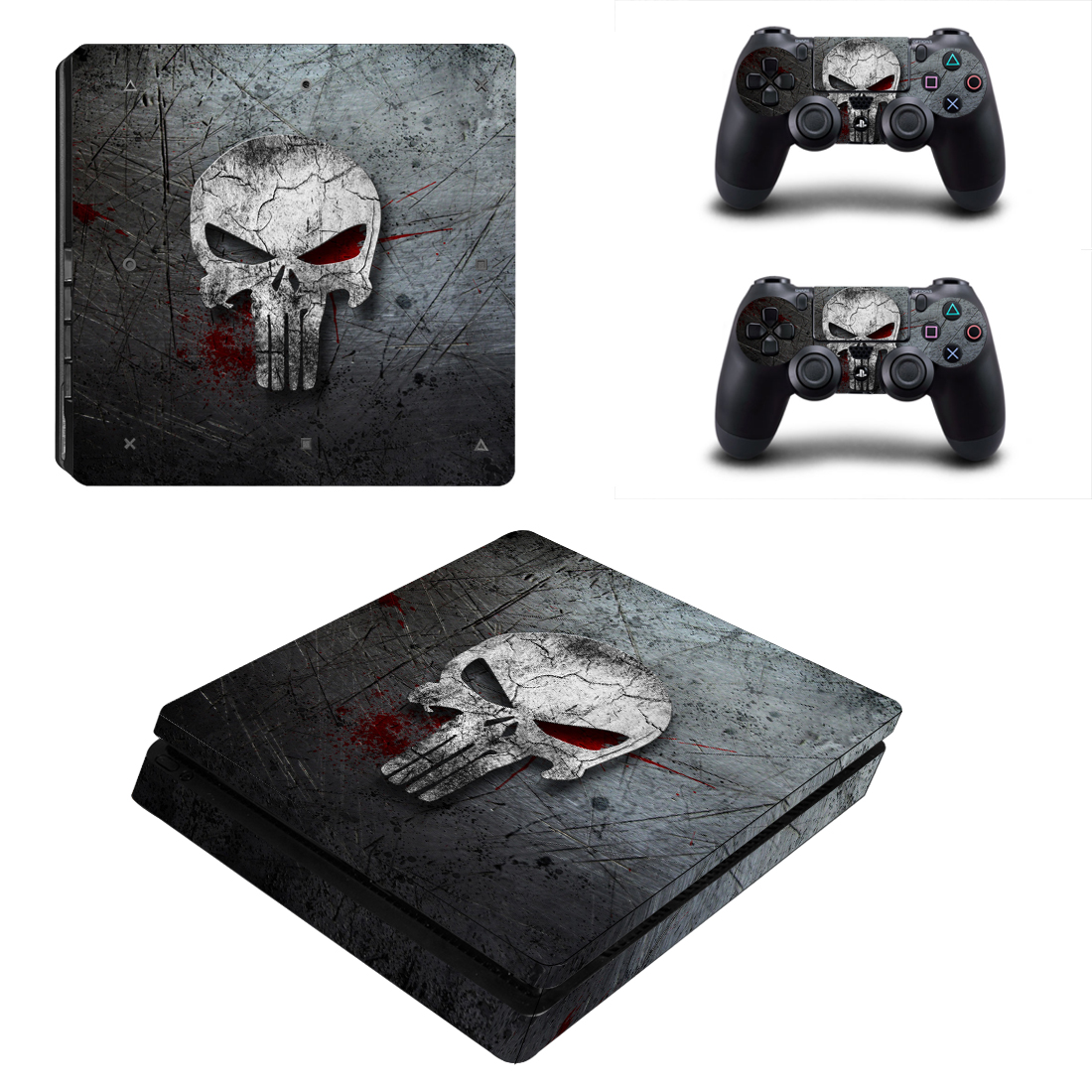 

Виниловые наклейки на PS4 SLIM и Dualshock Punisher Sony PlayStation 4 Slim Custom Skin Playsole Vinyls (PV2001)