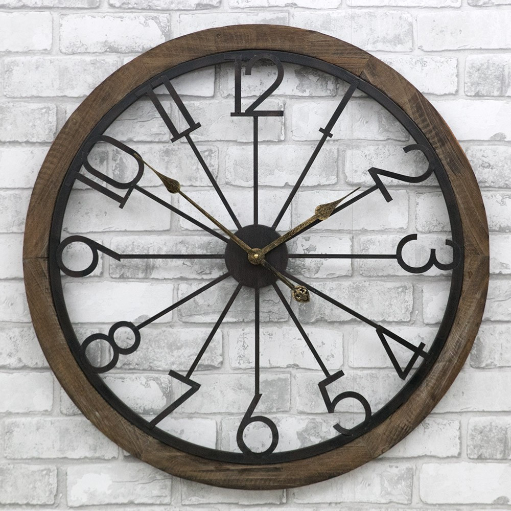 

Часы настенные деревянные в стиле ретро Round Wooden 68 cm