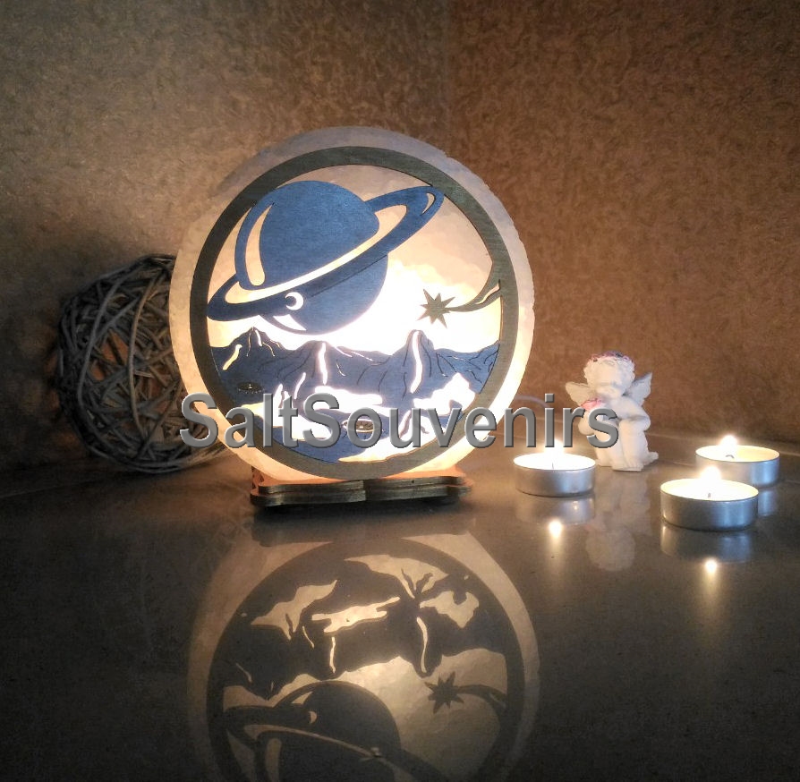 

Соляной светильник EcoDecorLamp круглый Космос цветной