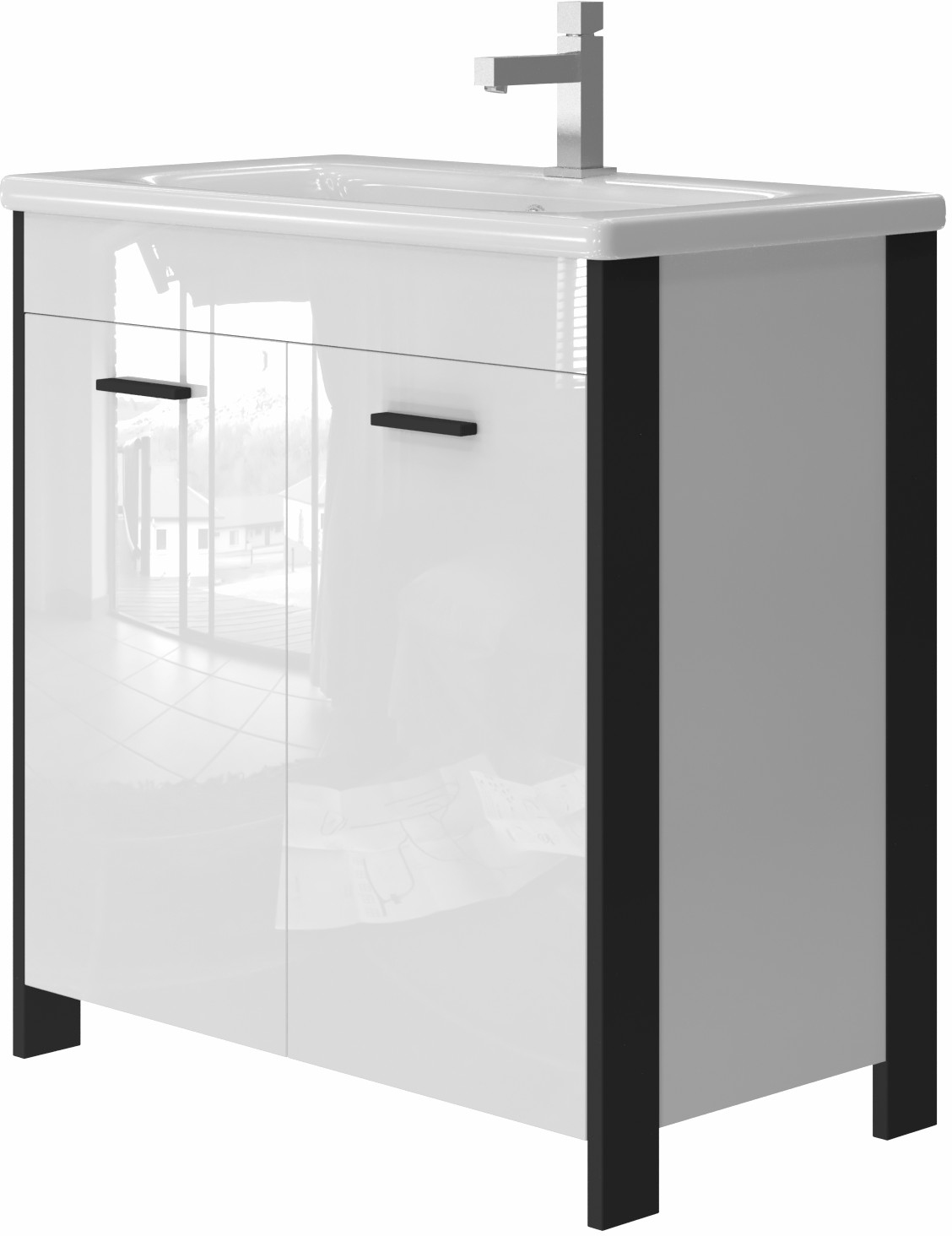 

Тумба JUVENTA Brooklyn Br-80 черная с умывальником Soft-80