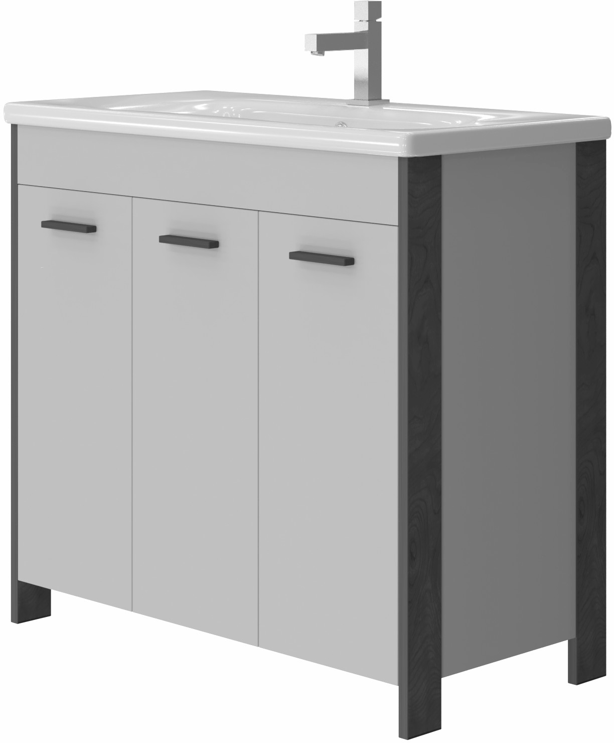 

Тумба JUVENTA Brooklyn Br-90 серая с умывальником Soft-90